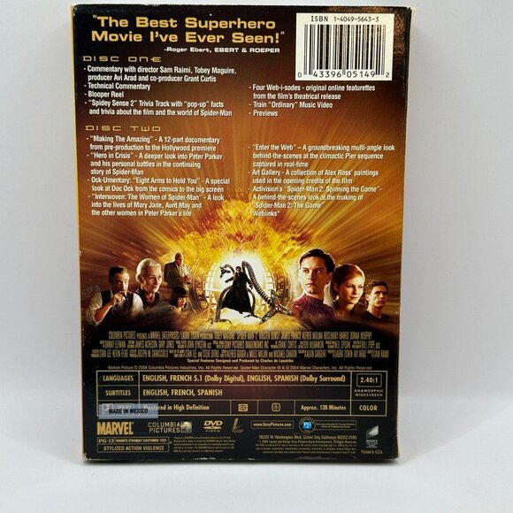 SpiderMan 2 Widescreen Special Edition PG13 Tobey Maguire Columbia Pictures DVD - Picture 2 of 4